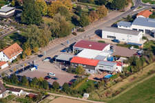 Aerial view of Fritz Walter car dealership in Steinweiler in the state Rhineland-Palatinate, Germany