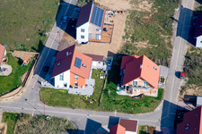 Aerial view of Buchenweg, new development area in the Brotäckern in Steinweiler in the state Rhineland-Palatinate, Germany