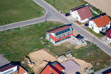 Aerial view of Archenweyer Weg, new development area in the Brotäckern in Steinweiler in the state Rhineland-Palatinate, Germany