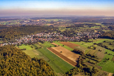 From the west in the district Wöschbach in Pfinztal in the state Baden-Wuerttemberg, Germany