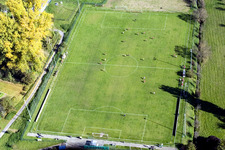 Aerial view of FC Viktoria Berghausen in the district Berghausen in Pfinztal in the state Baden-Wuerttemberg, Germany