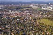 From the southeast in the district Durlach in Karlsruhe in the state Baden-Wuerttemberg, Germany