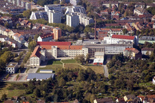 Aerial photograpy of Development area of industrial wasteland ehemaliges Pfaff-Gelaende jetzt Raumfabrik in the district Durlach in Karlsruhe in the state Baden-Wurttemberg