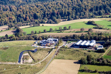 Aerial view of Waste incineration in the district Durlach in Karlsruhe in the state Baden-Wuerttemberg, Germany