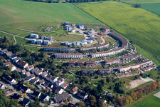 Ecological residential area a row house settlement Fuenzig Morgen in the district Hohenwettersbach in Karlsruhe in the state Baden-Wurttemberg
