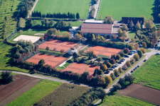 Aerial view of Tennis Club in the district Hohenwettersbach in Karlsruhe in the state Baden-Wuerttemberg, Germany