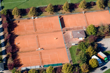 Aerial photograpy of Tennis Club in the district Hohenwettersbach in Karlsruhe in the state Baden-Wuerttemberg, Germany