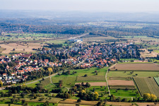 Aerial view of From the west in the district Palmbach in Karlsruhe in the state Baden-Wuerttemberg, Germany