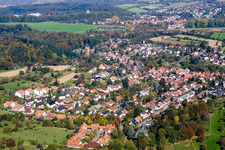 Aerial view of Village view in the district Gruenwettersbach in Karlsruhe in the state Baden-Wurttemberg