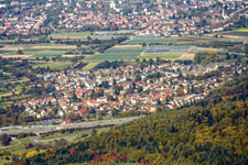 From the east in the district Wolfartsweier in Karlsruhe in the state Baden-Wuerttemberg, Germany