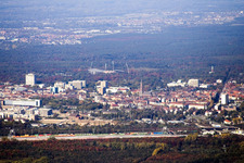 From the southeast in the district Durlach in Karlsruhe in the state Baden-Wuerttemberg, Germany