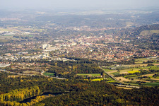 Aerial view of From the southwest in the district Durlach in Karlsruhe in the state Baden-Wuerttemberg, Germany