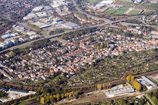 From the southeast in the district Beiertheim-Bulach in Karlsruhe in the state Baden-Wuerttemberg, Germany