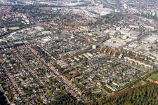 Aerial view of District Grünwinkel in Karlsruhe in the state Baden-Wuerttemberg, Germany