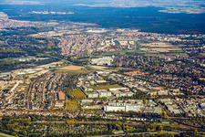 District from the south in the district Neureut in Karlsruhe in the state Baden-Wuerttemberg, Germany
