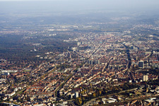 From the west in the district Weststadt in Karlsruhe in the state Baden-Wuerttemberg, Germany