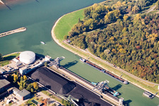 Rhine harbor mouth in the district Daxlanden in Karlsruhe in the state Baden-Wuerttemberg, Germany
