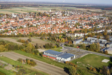 Drone image of Bienwald Hall Kandel in Kandel in the state Rhineland-Palatinate, Germany