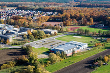 Bienwald Hall Kandel in Kandel in the state Rhineland-Palatinate, Germany from above