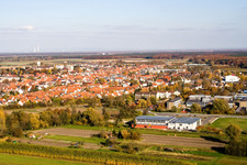 Drone recording of Bienwald Hall Kandel in Kandel in the state Rhineland-Palatinate, Germany