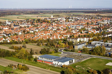 Bienwald Hall Kandel in Kandel in the state Rhineland-Palatinate, Germany seen from a drone