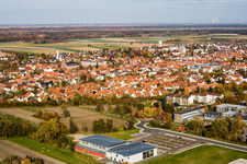 Aerial view of Bienwald Hall Kandel in Kandel in the state Rhineland-Palatinate, Germany