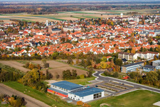 Aerial photograpy of Building of the indoor arena Bienwaldhalle in Kandel in the state Rhineland-Palatinate
