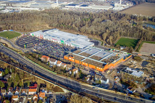Globus hardware store in the Maximilian Center in the district Maximiliansau in Wörth am Rhein in the state Rhineland-Palatinate, Germany out of the air