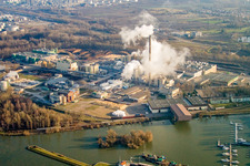 Maxau paper mill from the west in the district Knielingen in Karlsruhe in the state Baden-Wuerttemberg, Germany