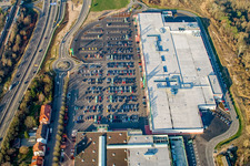 Market baptism in the Maximilian Center in the district Maximiliansau in Wörth am Rhein in the state Rhineland-Palatinate, Germany seen from above