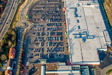 Bird's eye view of Market baptism in the Maximilian Center in the district Maximiliansau in Wörth am Rhein in the state Rhineland-Palatinate, Germany