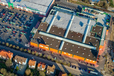 Globus hardware store in the Maximilian Center in the district Maximiliansau in Wörth am Rhein in the state Rhineland-Palatinate, Germany viewn from the air