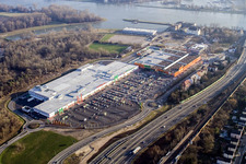 Aerial view of Building of the shopping center Maximilian-Center in the district Maximilian-Center in Woerth am Rhein in the state Rhineland-Palatinate, Germany