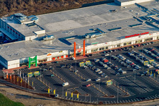 Oblique view of Market baptism in the Maximilian Center in the district Maximiliansau in Wörth am Rhein in the state Rhineland-Palatinate, Germany