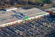 Market baptism in the Maximilian Center in the district Maximiliansau in Wörth am Rhein in the state Rhineland-Palatinate, Germany from above
