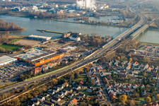 Drone recording of Globus hardware store in the Maximilian Center in the district Maximiliansau in Wörth am Rhein in the state Rhineland-Palatinate, Germany