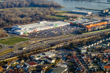 Retail park with Marktkauf and Globus hardware store in the Maximilian Center in the district Maximiliansau in Wörth am Rhein in the state Rhineland-Palatinate, Germany