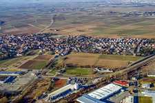 View of the town from the south, industrial area in Rohrbach in the state Rhineland-Palatinate, Germany