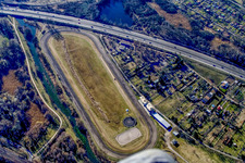Aerial photograpy of Knielinger horse racing track in the district Knielingen in Karlsruhe in the state Baden-Wuerttemberg, Germany