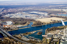 Aerial photograpy of Daimler from the East in the district Maximiliansau in Wörth am Rhein in the state Rhineland-Palatinate, Germany