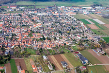 Aerial view of City from the south in Offenbach an der Queich in the state Rhineland-Palatinate, Germany