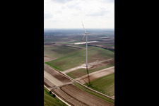 Aerial view of Wind turbines in Ottersheim bei Landau in the state Rhineland-Palatinate, Germany