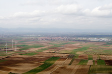 Aerial view of City view from the northeast in Offenbach an der Queich in the state Rhineland-Palatinate, Germany