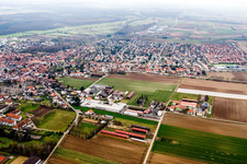 Aerial view of City view from the east in Herxheim bei Landau in the state Rhineland-Palatinate, Germany