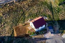 On the high trail in Kandel in the state Rhineland-Palatinate, Germany seen from a drone