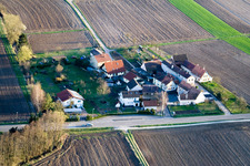 Welschhof in Freckenfeld in the state Rhineland-Palatinate, Germany from the plane