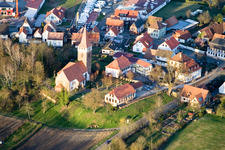 Protestant Church from the West in Minfeld in the state Rhineland-Palatinate, Germany