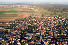 Village view from the west in Minfeld in the state Rhineland-Palatinate, Germany