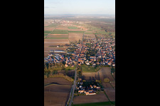 Aerial view of Village view from the west in Minfeld in the state Rhineland-Palatinate, Germany