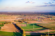 Village view from the west in Minfeld in the state Rhineland-Palatinate, Germany